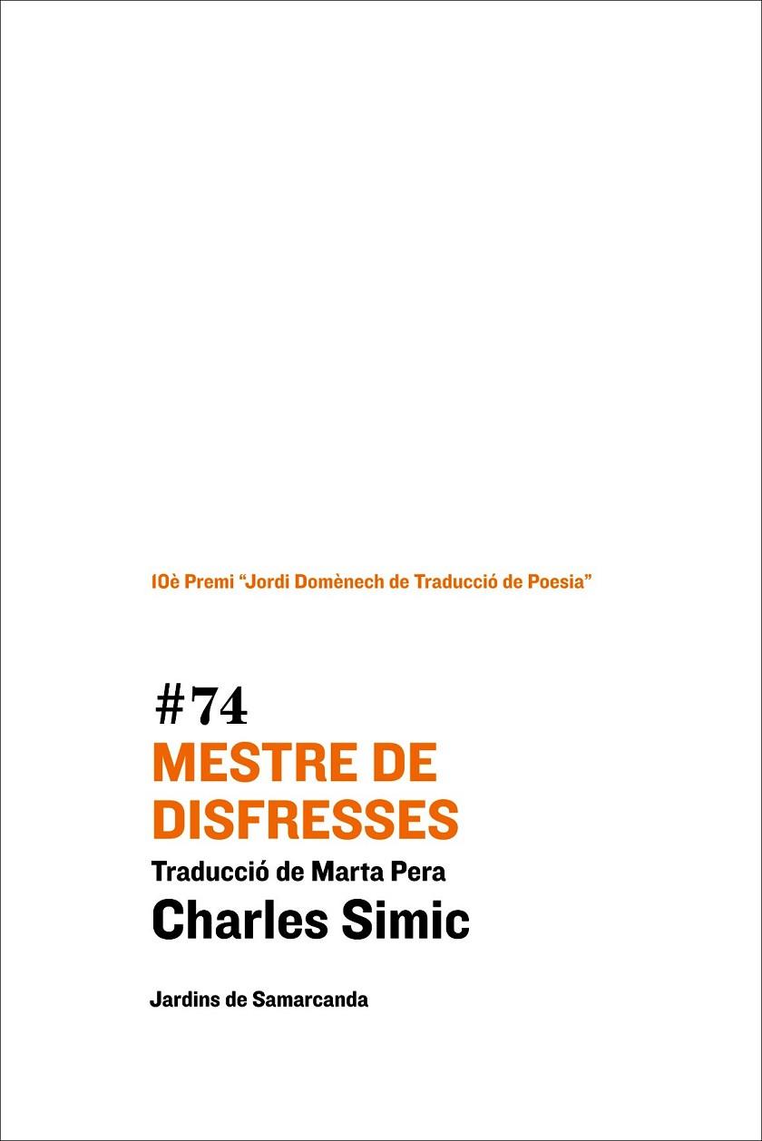 MESTRE DE DISFRESSES | 9788497665247 | SIMIC, CHARLES | Llibreria Drac - Llibreria d'Olot | Comprar llibres en català i castellà online