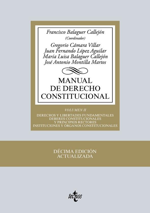 MANUAL DE DERECHO CONSTITUCIONAL (VOL. II) | 9788430966561 | BALAGUER, FRANCISCO ; CÁMARA, GREGORIO ; LÓPEZ, JUAN FERNANDO | Llibreria Drac - Librería de Olot | Comprar libros en catalán y castellano online