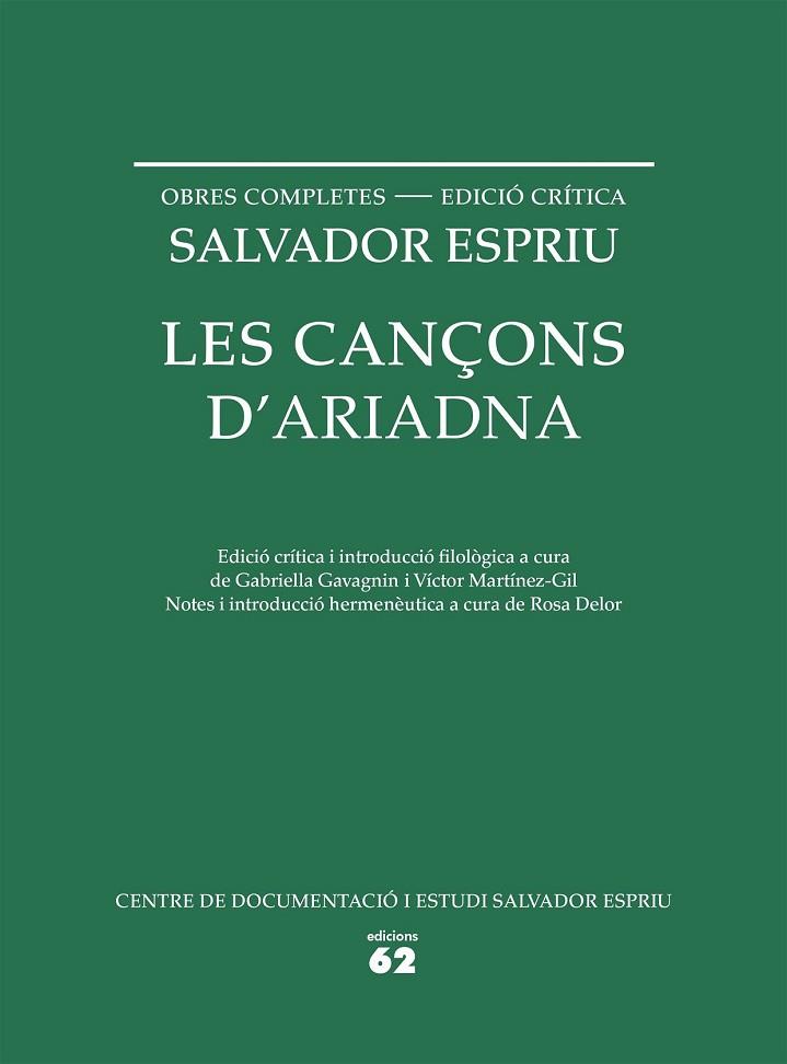 CANÇONS D'ARIADNA, LES | 9788429773330 | ESPRIU, SALVADOR | Llibreria Drac - Librería de Olot | Comprar libros en catalán y castellano online