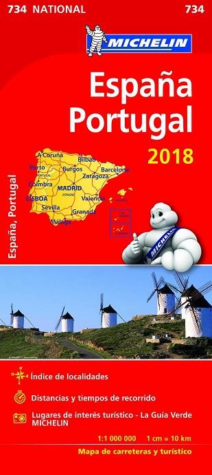 MAPA NATIONAL ESPAÑA PORTUGAL (734) MICHELIN 2018 | 9782067226654 | VV.AA. | Llibreria Drac - Librería de Olot | Comprar libros en catalán y castellano online