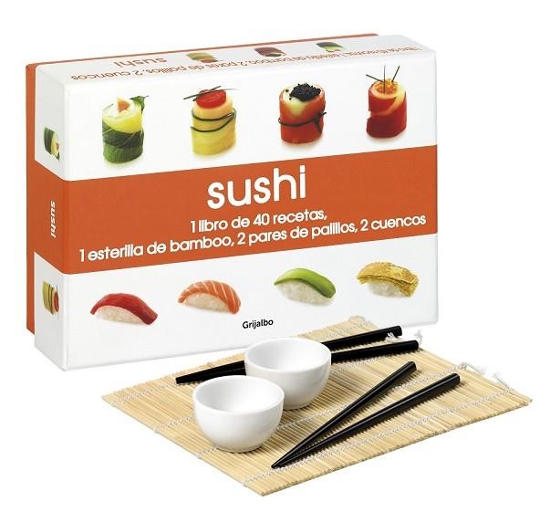 SUSHI (CAJA CON LIBRO +1ESTERILLA BAMBU+2 PARES DE PALILLOS+2CUENCOS) | 9788425348570 | VV.AA. | Llibreria Drac - Llibreria d'Olot | Comprar llibres en català i castellà online