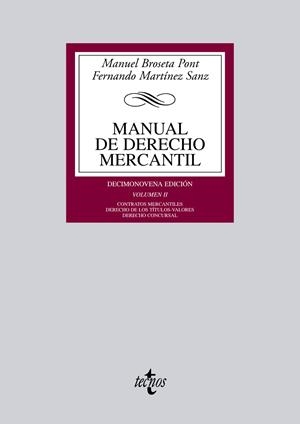 MANUAL DE DERECHO MERCANTIL VOL.2 | 9788430955145 | BROSETA, MANUEL | Llibreria Drac - Librería de Olot | Comprar libros en catalán y castellano online