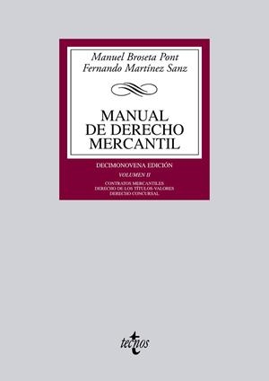 MANUAL DE DERECHO MERCANTIL VOL.2 | 9788430955145 | BROSETA, MANUEL | Llibreria Drac - Librería de Olot | Comprar libros en catalán y castellano online