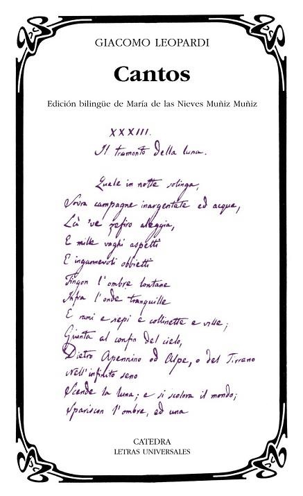 CANTOS | 9788437626239 | LEOPARDI, GIACOMO | Llibreria Drac - Llibreria d'Olot | Comprar llibres en català i castellà online