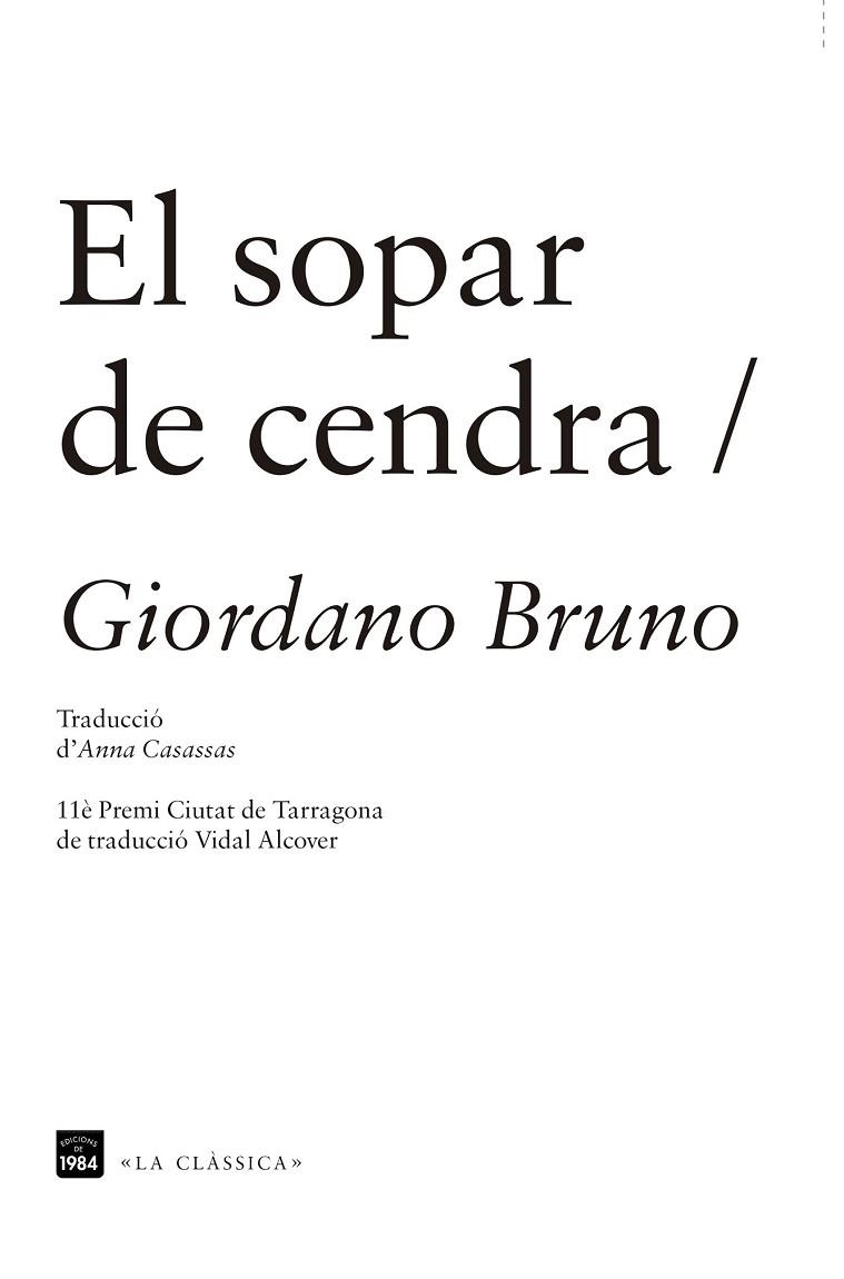 SOPAR DE CENDRA, EL | 9788415835288 | BRUNO, GIORDANO | Llibreria Drac - Librería de Olot | Comprar libros en catalán y castellano online