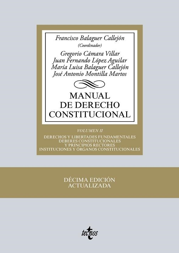 MANUAL DE DERECHO CONSTITUCIONAL (VOL. II) | 9788430966561 | BALAGUER, FRANCISCO ; CÁMARA, GREGORIO ; LÓPEZ, JUAN FERNANDO | Llibreria Drac - Librería de Olot | Comprar libros en catalán y castellano online