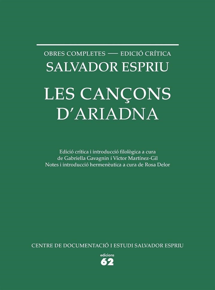 CANÇONS D'ARIADNA, LES | 9788429773330 | ESPRIU, SALVADOR | Llibreria Drac - Llibreria d'Olot | Comprar llibres en català i castellà online