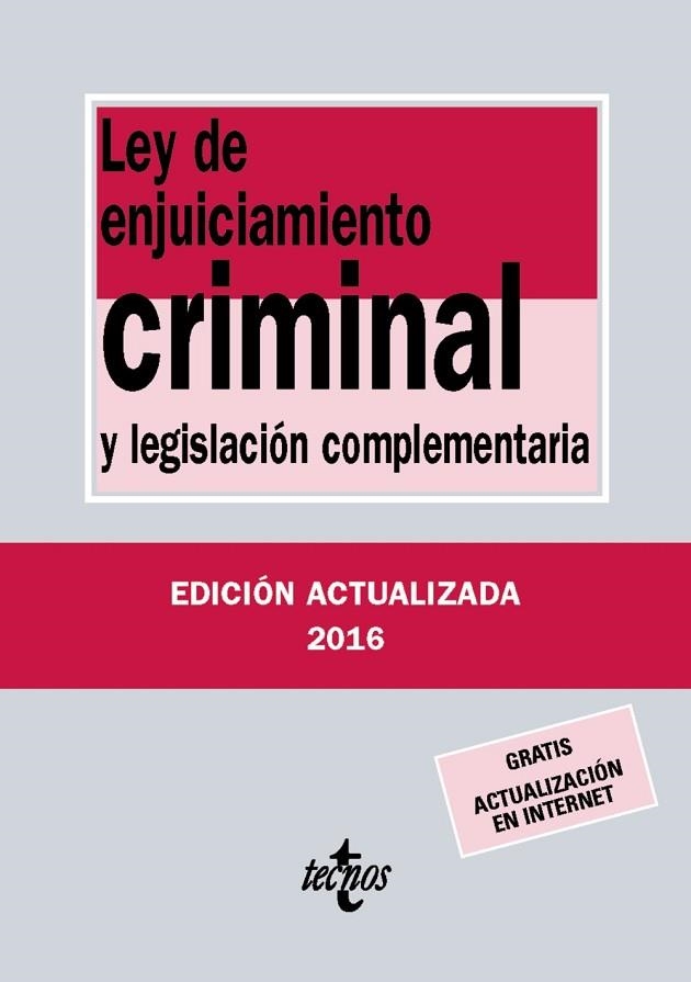 LEY DE ENJUICIAMIENTO CRIMINAL (2016) | 9788430970018 | AAVV | Llibreria Drac - Llibreria d'Olot | Comprar llibres en català i castellà online