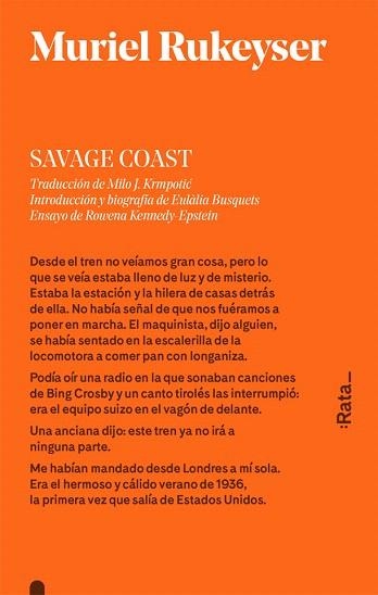 SAVAGE COAST | 9788416738113 | RUKEYSER, MURIEL | Llibreria Drac - Llibreria d'Olot | Comprar llibres en català i castellà online