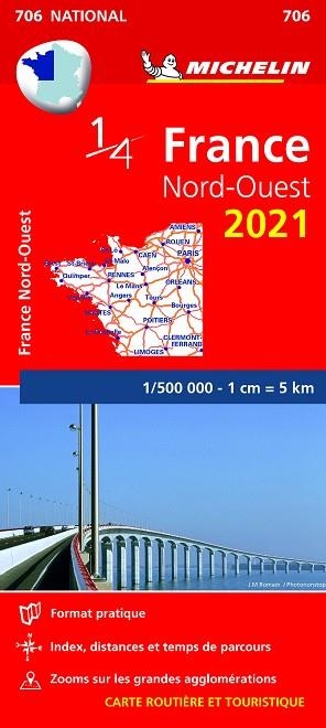 MAPA NATIONAL FRANCIA NORD-OUEST 2021 (NATIONAL 706) | 9782067249028 | MICHELIN | Llibreria Drac - Librería de Olot | Comprar libros en catalán y castellano online