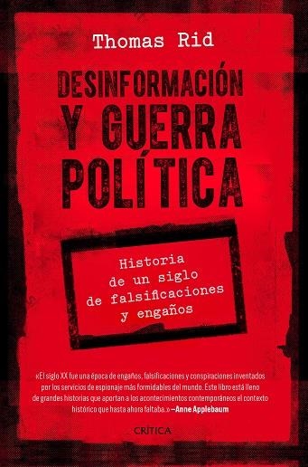 DESINFORMACIÓN Y GUERRA POLÍTICA | 9788491992776 | RID, THOMAS | Llibreria Drac - Librería de Olot | Comprar libros en catalán y castellano online