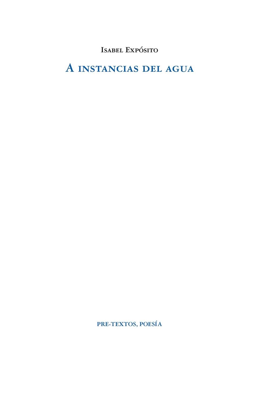 A INSTANCIAS DEL AGUA | 9788419633040 | EXPÓSITO, ISABEL | Llibreria Drac - Llibreria d'Olot | Comprar llibres en català i castellà online